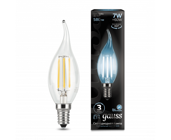 Лампа LED Filament Candle tailed E14 7W 4100K 104801207